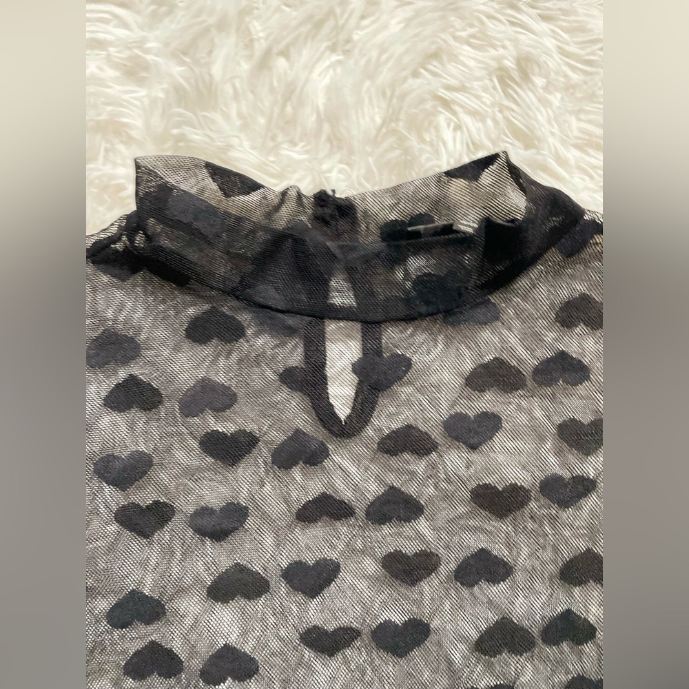 Lane Bryant Whimsigoth Vamp Goth Witchy Grunge Sheer Heart Mesh Top Black 18 20 - Picture 4 of 11